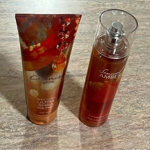 Bath and Body Works Discontinued Cashmere Glow Body Cream & Sensual Amber Mist